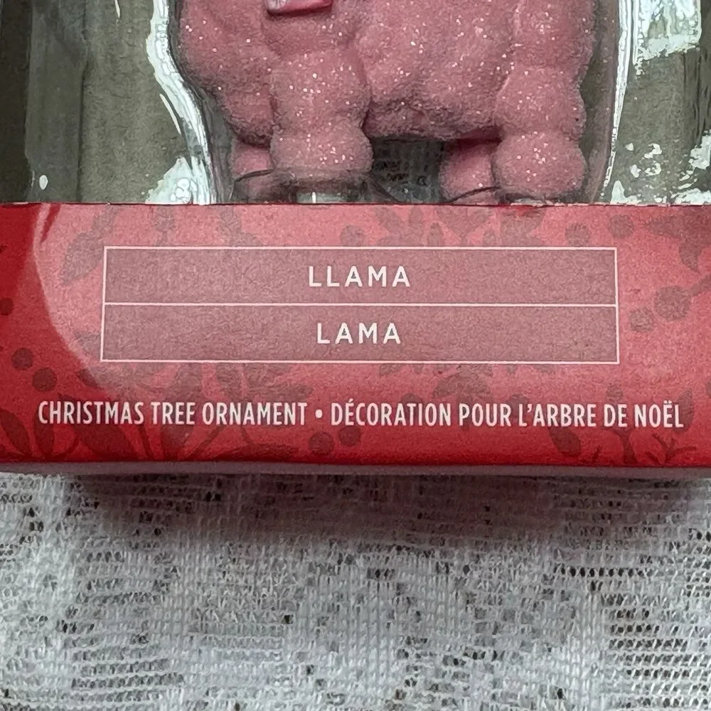 Hallmark Pink Sparkly Llama Christmas Ornament‎ NIB Red Box 3”